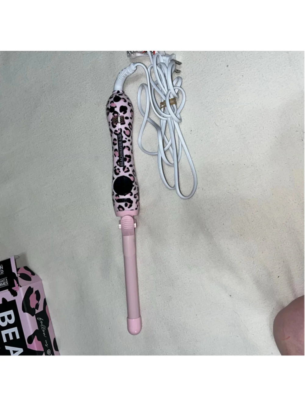 Beachwaver S.75 Rotating Curling Iron Pink Leopard Print 0.75” Barrel w/ Box